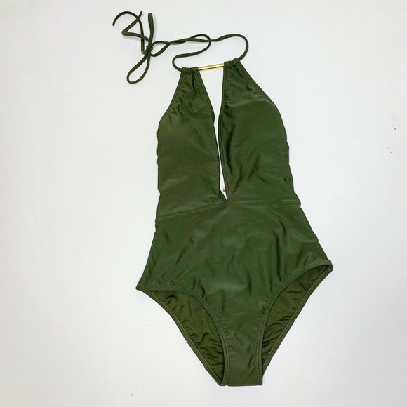 Ted Baker Pikaa Halter Green One-Piece Swim NWT - Picture 3 of 6
